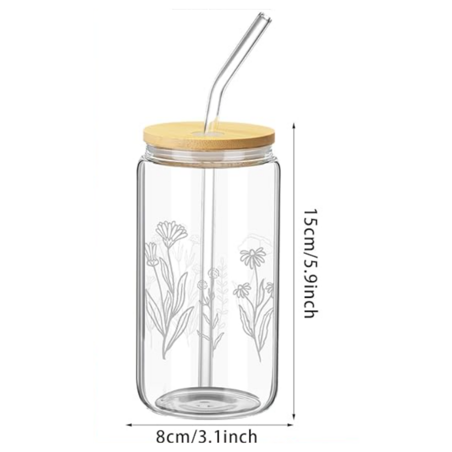 Boho Wildflower Glass Coffee Cup